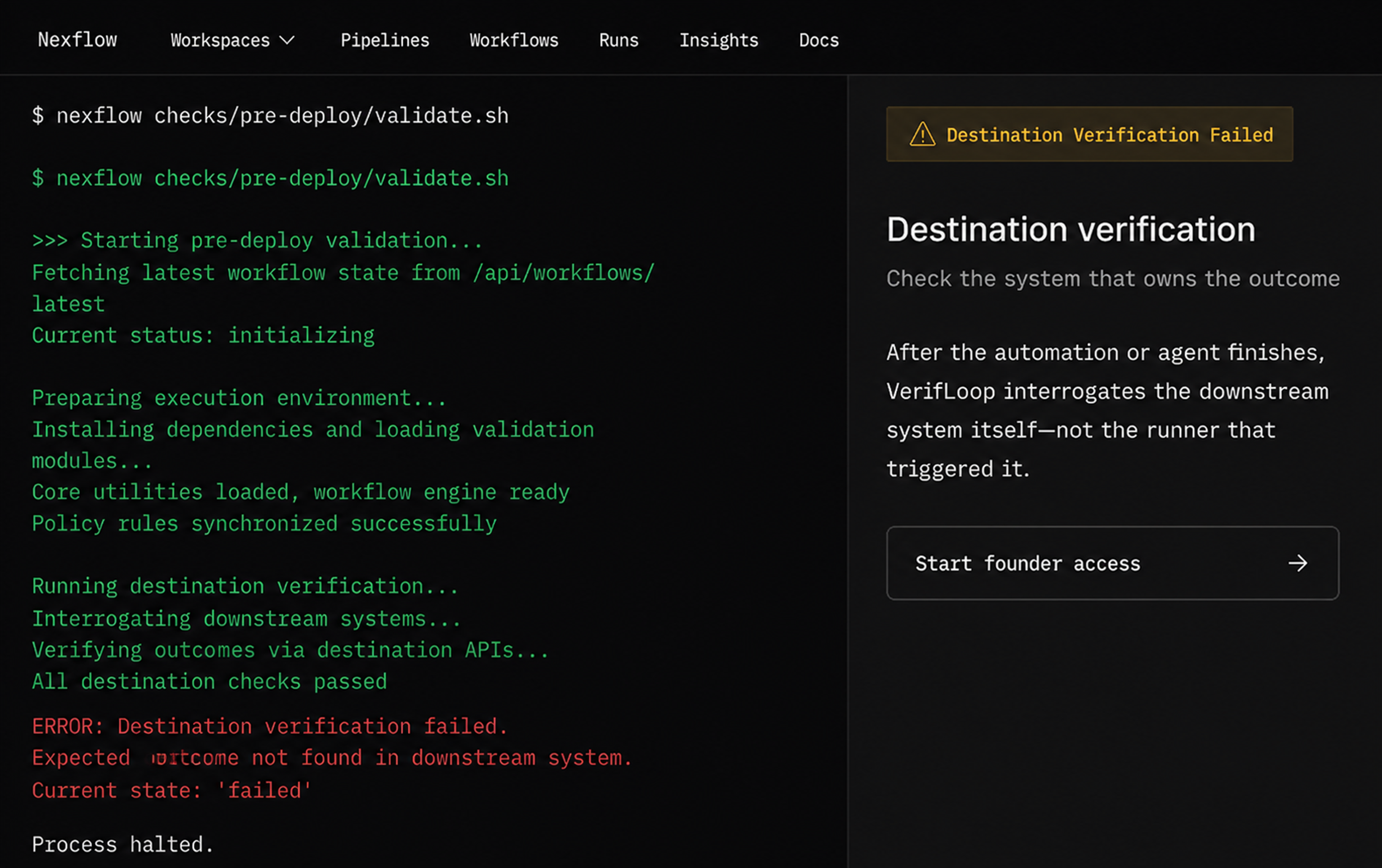 VerifLoop destination verification product screen
