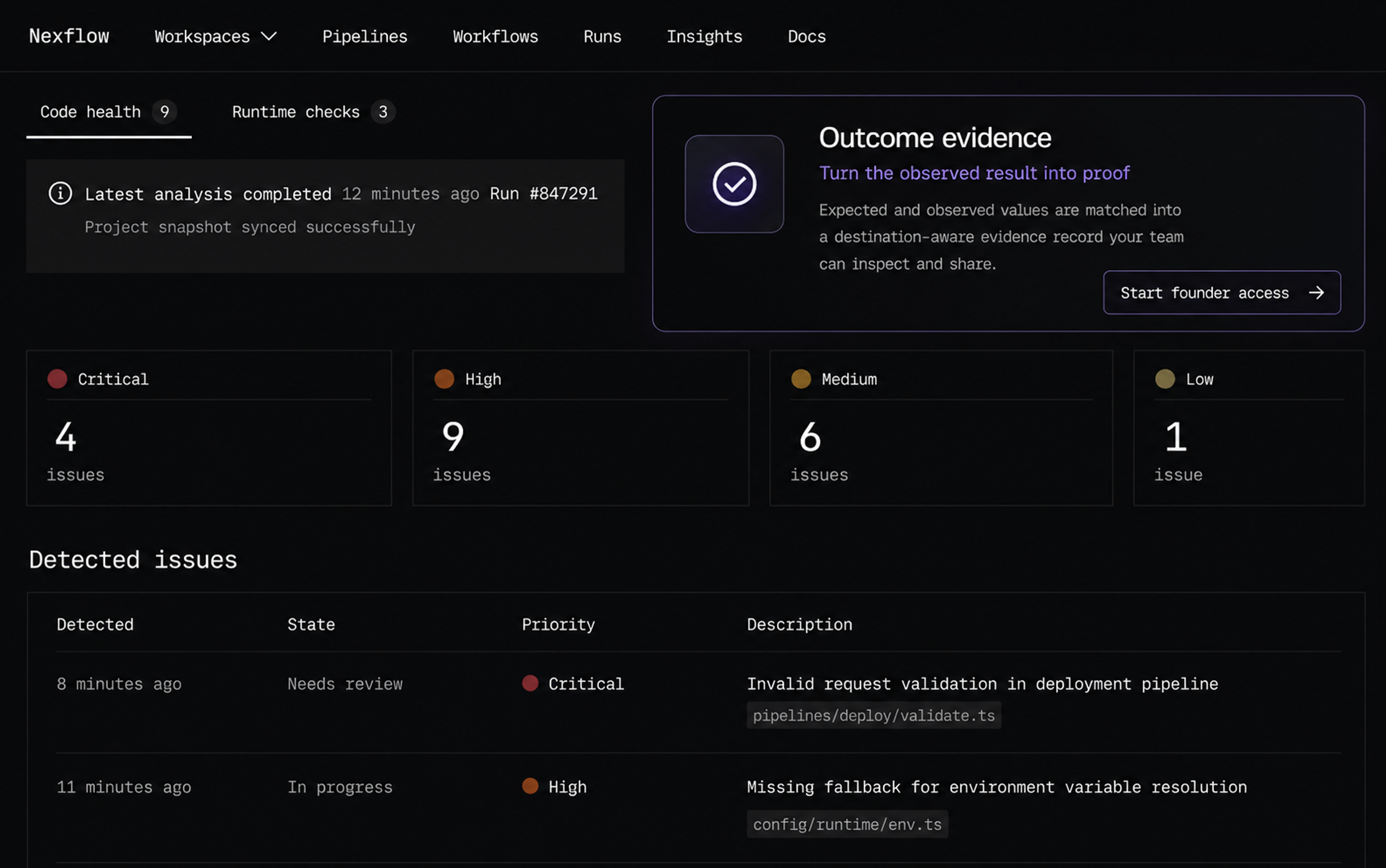 VerifLoop outcome evidence product screen